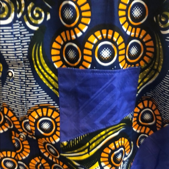 Source Unknown Royal Blue and Orange Casual Button Down Shirt - Picture 2 of 5